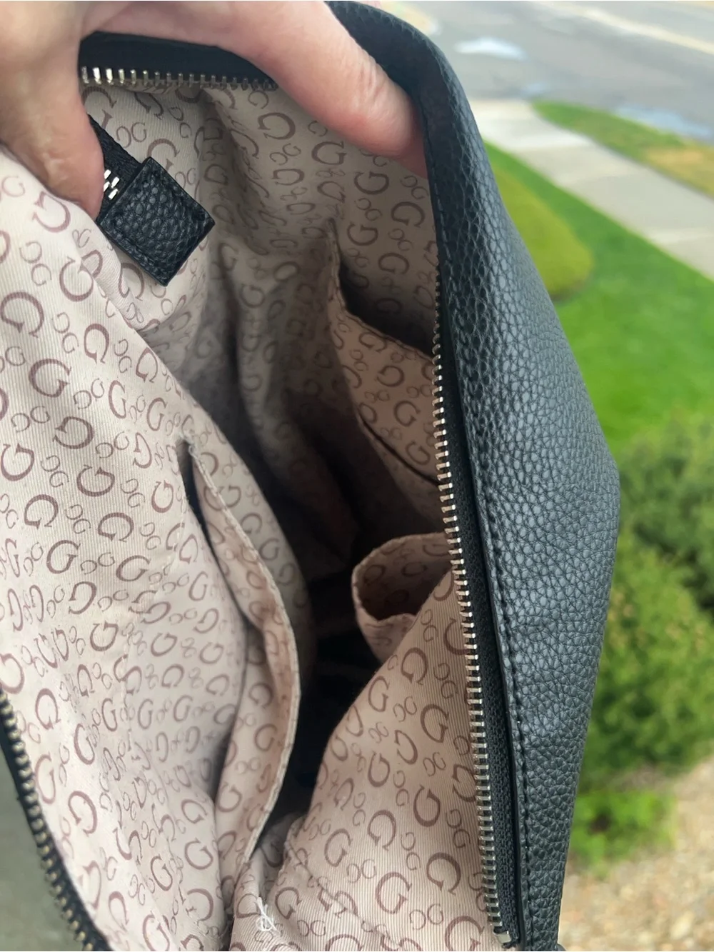 GUESS Black Pebbled Leather Hobo Shoulder Bag with Silver Hardware - Picture 15 of 17
